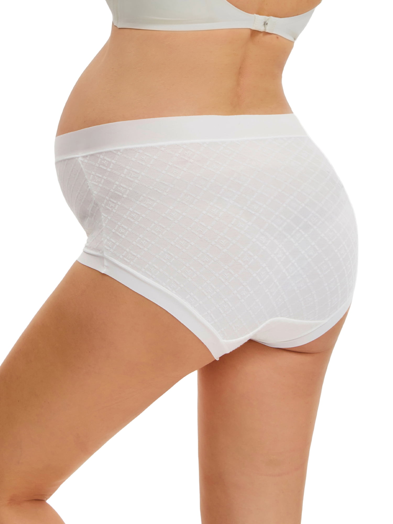 DARING DIVA Women's High Waist Cotton Underwear Jacquard Texture Briefs XL Grid White