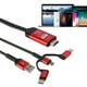 thumbnail image 2 of Cable adaptador y convertidor de video HDTV 3 en 1 Bling Bling Micro USB/para iOS tipo C a HDMI HD 4K, 2 of 7