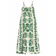 thumbnail image 7 of Women'S Casual Sleeveless Jumpsuits Green Floral Spaghetti Strap Wide Leg Pants Rompers With Pockets, 7 of 7