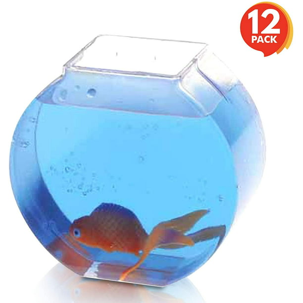 Gold Toy Plastic Fish Bowl Set 12 Pack Cute Fishbowls