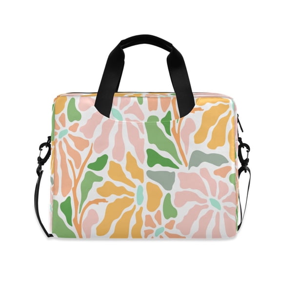 16inch Laptop Briefcase, Business Laptop Bag with Detachable Strap & Padded Compartment, Water-Resistant Polyester,Floral