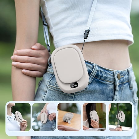 Leeye Portable Mini Wearable Fan 4-Speed Rechargeable Belt & Neck Fan with LED Display Personal Cooling Fan for Travel Outdoor 0.44lb
