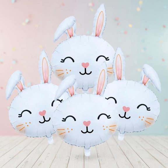 Easter Rabbit Balloons, Large Bunny Mylar Foil Balloons for Party, Birthday Decorations, Shower Supplies