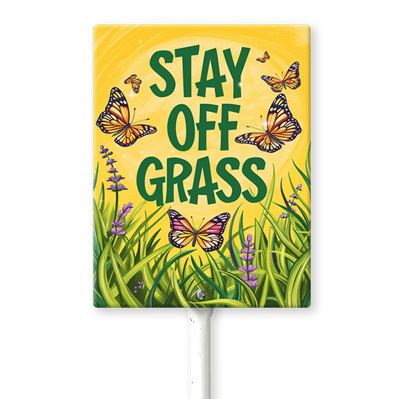 Eveokoki Stay Off Grass Sign with Metal Stakes, 7"x 8.8" Stay Off Grass Aluminum Signs for Yard, Weatherproof, Sturdy