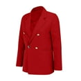 thumbnail image 5 of Womens Blazers Business Casual Solid Color Turndown Collar Button Suits Loose Long Sleeved Work Jacket with Pocket Red XXXL, 5 of 6