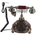 thumbnail image 1 of Teléfono antiguo de bronce antiguo con esfera de resina y doble propósito para decoración., 1 of 14