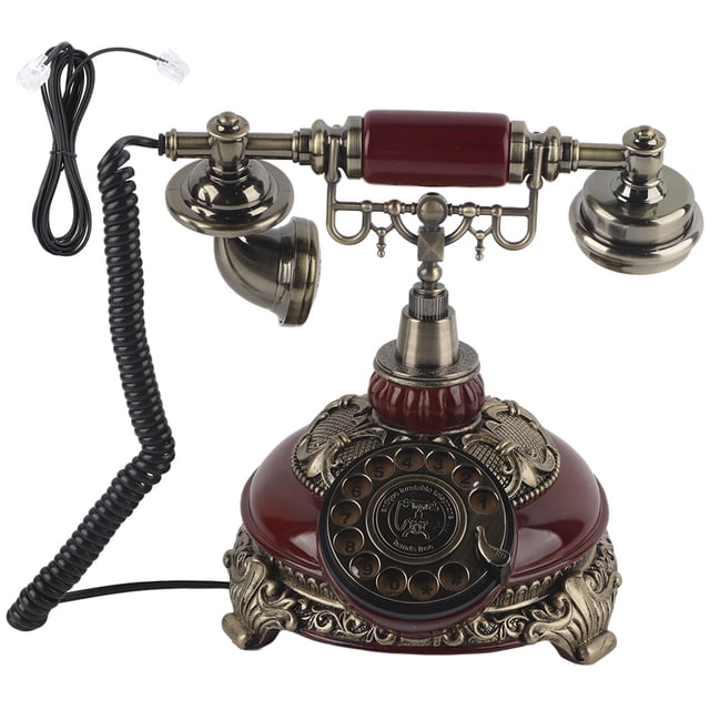 Teléfono antiguo de bronce antiguo con esfera de resina y doble propósito para decoración.