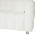 thumbnail image 6 of 84 Inch Sofa Couch, Modern Teddy Fleece Sleeper Sofa with 2 Throw Pillows & Sturdy Hardware Legs, Upholstered Tufted 3 Seater Couch Furniture for Living Room, Bedroom, Office, Beige, 6 of 9