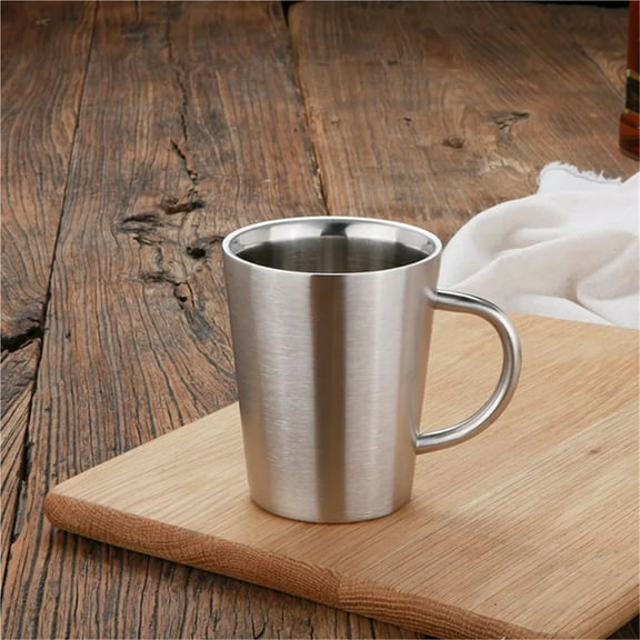 Stainless Steel Cups with Handles, 10 Oz Metal Mug, Double Wall Drinking Cups for BBQ/Home/Office/Party s