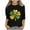 E002-Black, variant on hengsof Girls Fashion Printed 3/4 Sleeve Crew Neck T-Shirt Kids St. Patrick's Day Holiday Top Ages 3-12 Stylish Casual Pullover