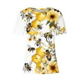 thumbnail image 4 of Tnhcen Women's Summer Honey Themed Crewneck T-Shirt | World Bee Day Print Casual Tops | Plus Size Friendly (S-3XL) Polyester Spandex Blend Shirts, 4 of 4
