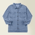 thumbnail image 2 of Tqcoqu Women's Jean Jacket Oversized Boyfriend Button Up Long Sleeve Split Trendy Denim Jackets, 2 of 9