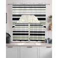 thumbnail image 2 of Sage Green Black Stripe Kitchen Curtains Sets 24 Inch Length with Valance, Modern Abstract Coarse Striped Swag Valances and Tiers Curtain Set Drapes Swag Curtains for Living Room, Bathroom, Bedroom, 2 of 6