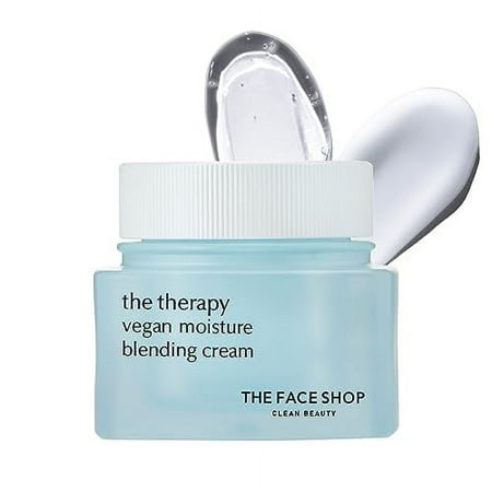 THE FACE SHOP The Therapy Vegan Moisture Blending Cream | Vegan Moisturizer | Cooling | Hydrating | Skin-Friendly | 2-in-1 Gel & Cream | K-Beauty