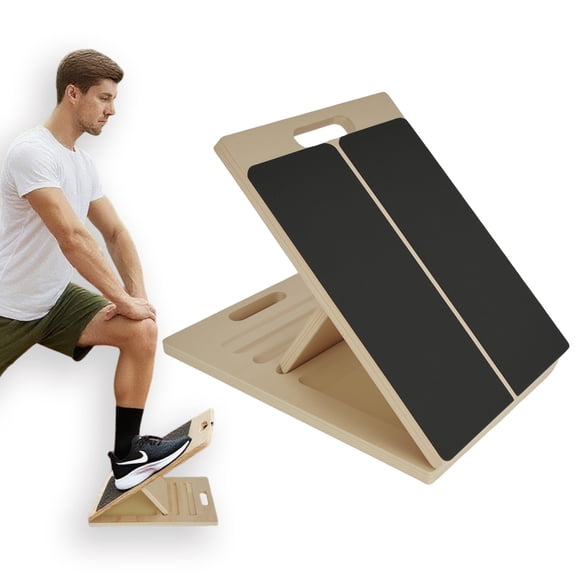 ALSO GO Portable Wooden Incline Board, 3-Level Adjustable, Natural Wood Color Stretching Board, Calf Stretch Board for Knees Ankle Heel Feet Leg