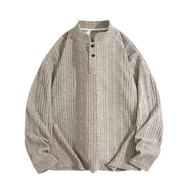 cfhntfmh Mens Knit Henley Tops Long Sleeve Button up Sweater Lightweight Slim Fit Ribbed Pullover Fall Fashion Clothes