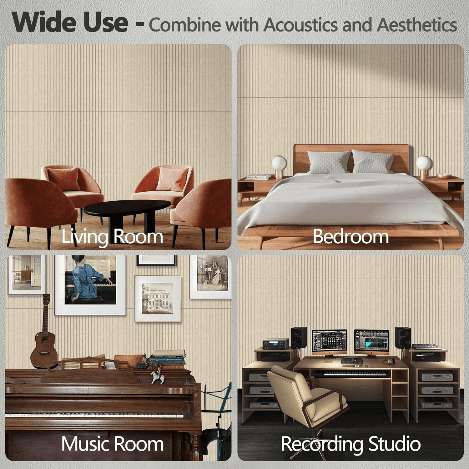 5 Pack Camel Acoustic Panels, 48x24 Soundproof Wall Panels for Studio & Office