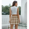 thumbnail image 2 of Scacto Women's Elastic Waist Plaid Pleated Skirt High Waisted Tartan Skater School Uniform Mini Skirt, 2 of 5