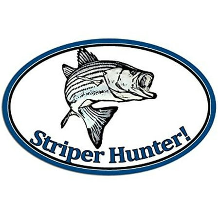 Oval Striper Hunter Sticker Decal (fish fishing decal) 3 x 5