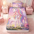 thumbnail image 4 of Manfei Kawaii Rainbow Unicorn Twin Sheets 3pcs,Dreamy Floral Galaxy Bedding,1 Flat Sheet,1 Fitted Sheet and 1 Pillowcase, 4 of 6