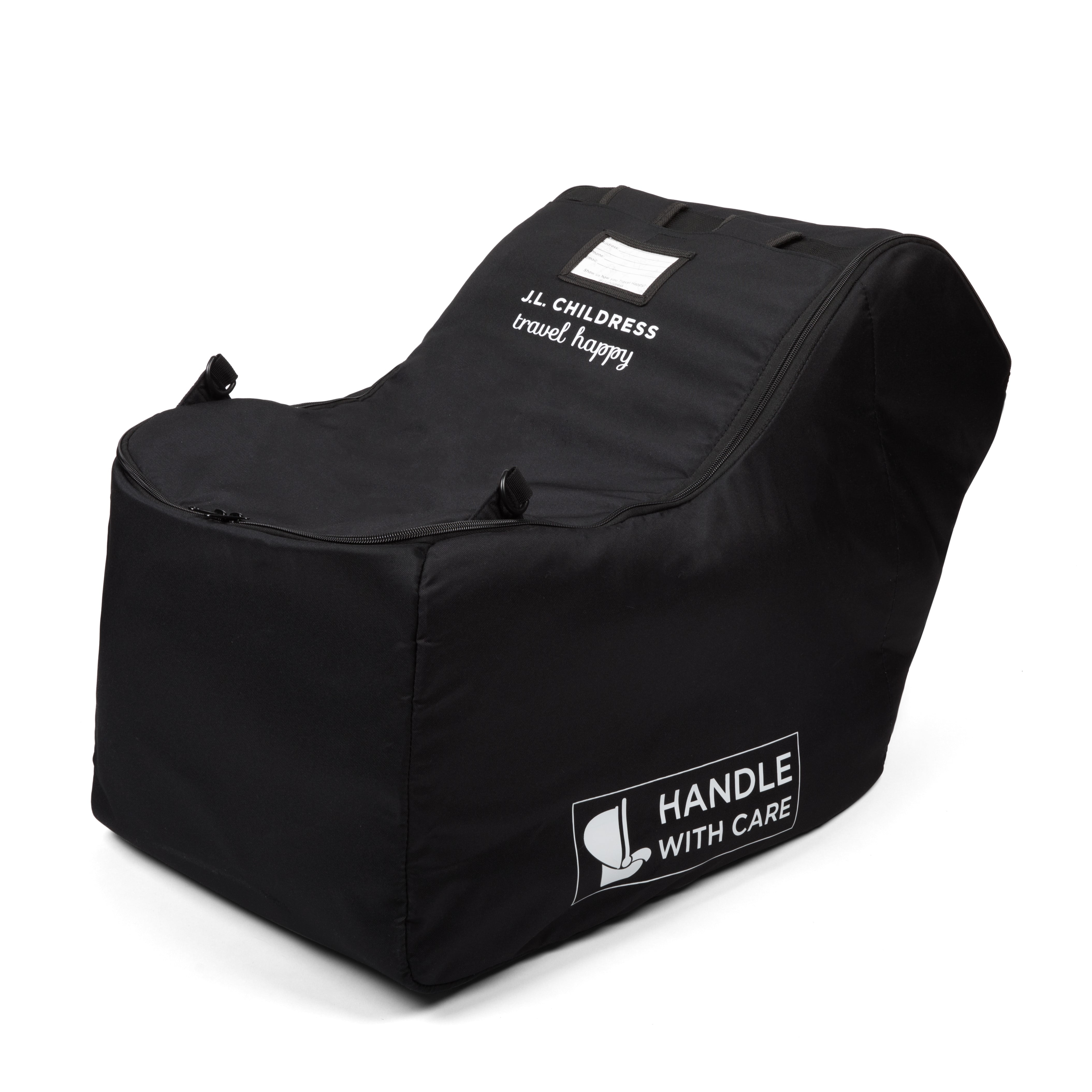 J.L. Childress Premier Padded Infant Car Seat Travel Bag, Zipper. Black with AirTag Holder. One.