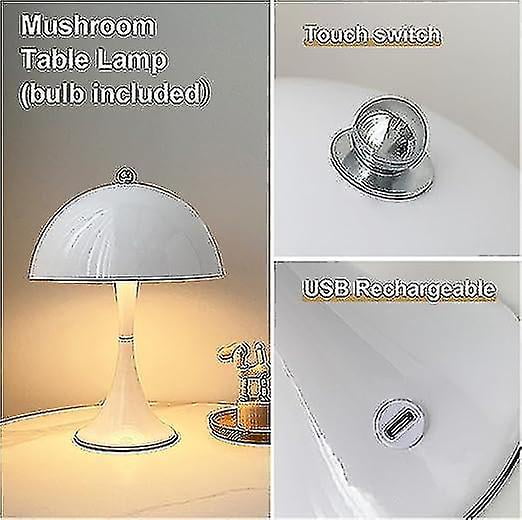 Danish Space Age Mushroom Lamp Midcentury Table Lamps, Vintage