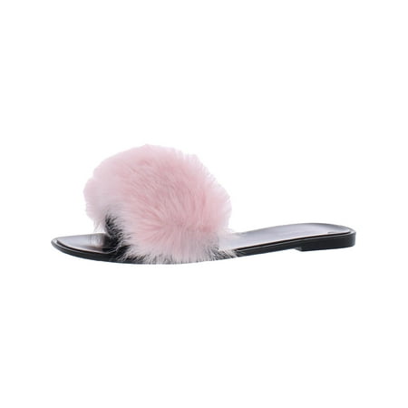 

Steve Madden Womens Fritzie Faux Fur Square Toe Flat Sandals