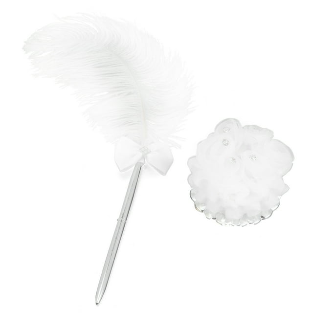Mgaxyff Wedding Feather Sign Pen With Holder For Wedding Meeting Office Present Events Home,Signing Pen,Quill Pen