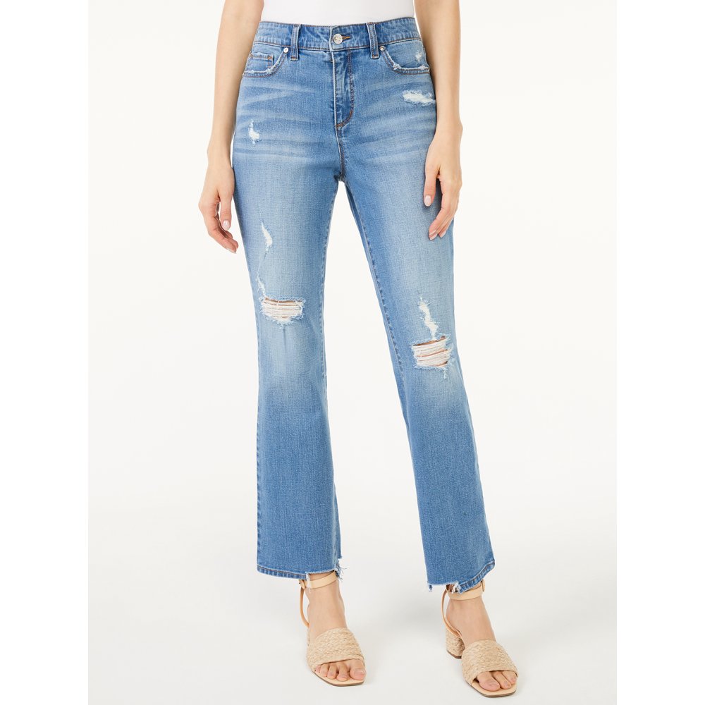 Scoop Scoop Women's Cut Hem Crop Flare Jeans