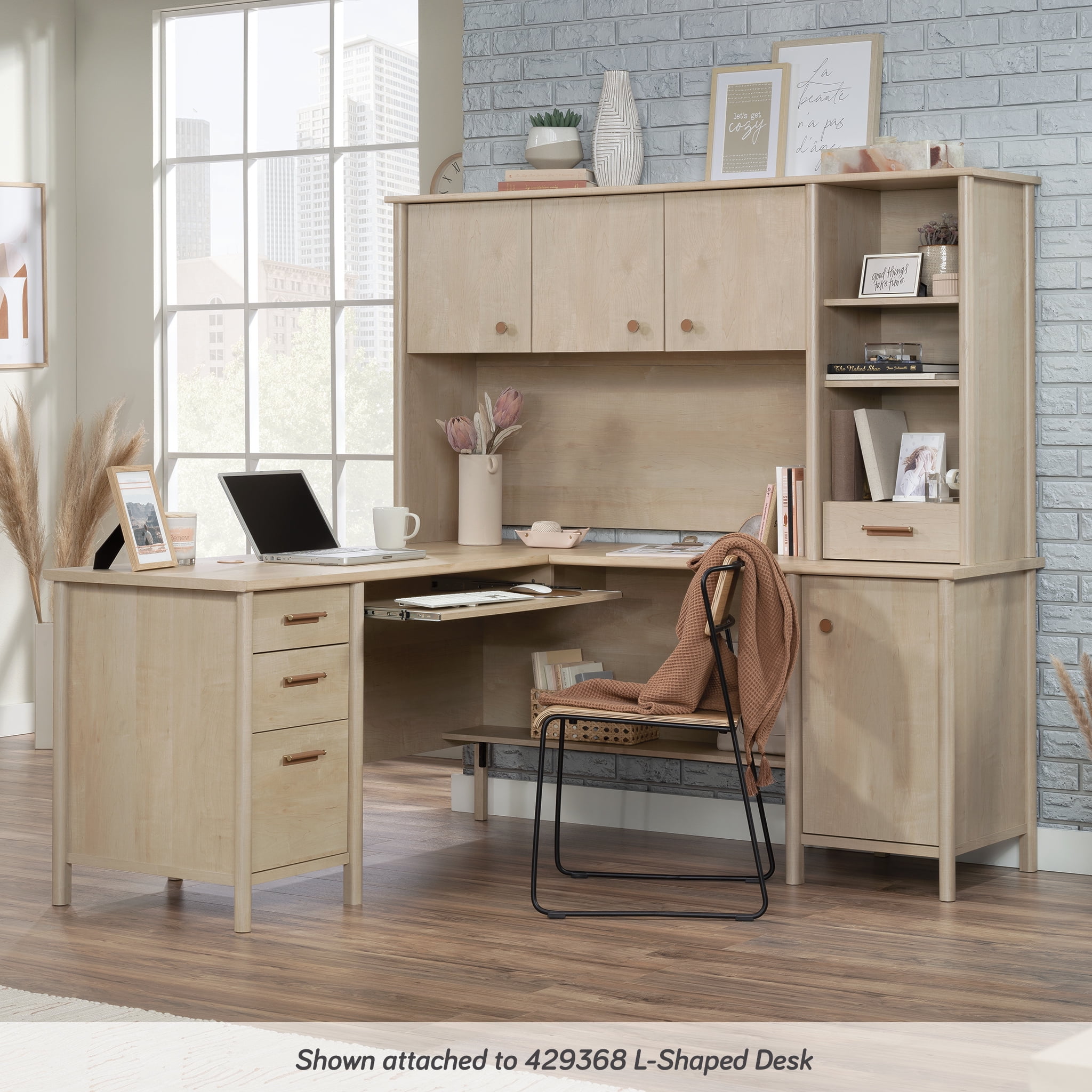 Sauder Portage Park Hutch for L-Shaped Desk, Kiln Acacia Finish