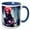 Blue/White, variant on 3drose, Fantasy Cyborg Cyberpunk Woman on the City Street at Night. Gift, 15oz Two-tone Blue Mug