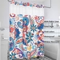  ikfashoni white paisley hookless shower curtain snap in liner mesh