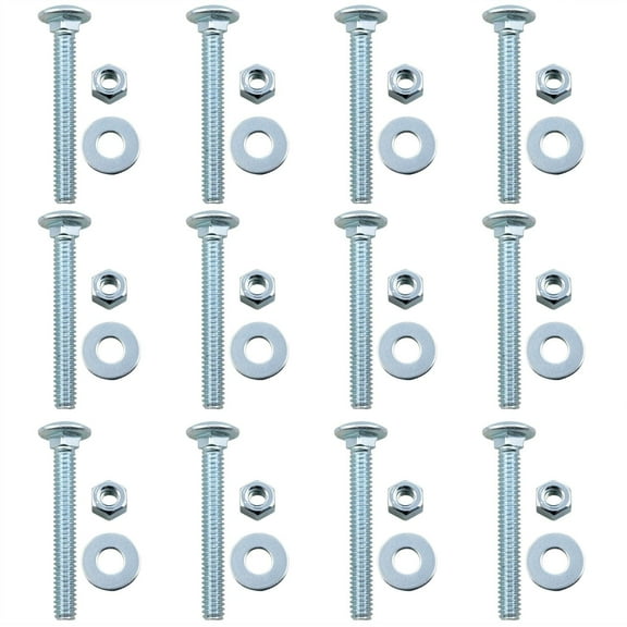 1/4-20 x 2'' Carriage Bolt with Nut and Washer Bolt and Nut Combination Kit Silver 12 Set (1/4-20 x 2)