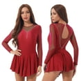 thumbnail image 5 of Aislor Womens Shiny Rhinestone Mesh Figure Ice Skating Dress Lyrical Dance Costume Gymnastic Leotard, 5 of 6