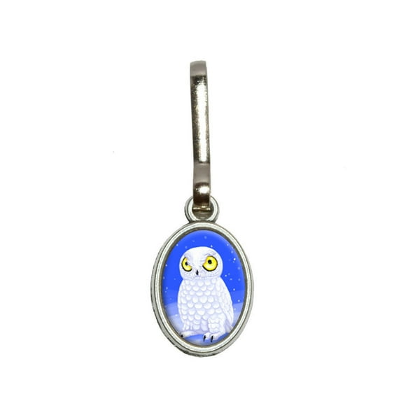 Snowy Owl - Bird Smart Oval Zipper Pull