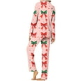 thumbnail image 4 of Busydd Pajama Sets for Women 2 Piece Long Sleeve Lapel Tops and Pants Loungewear Set Fashion Bow Print Valentines Day Pajamas Casual Button Up Sleepwear, 4 of 5