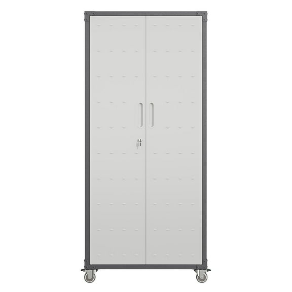 XUTUMM 71" Mobile Metal Garage Storage Cabinet with Wheels - Heavy-Duty Tool Storage for Home, Office, School, Black/Gray