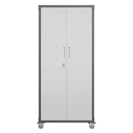 XUTUMM 71" Mobile Metal Garage Storage Cabinet with Wheels - Heavy-Duty Tool Storage for Home, Office, School, Black/Gray