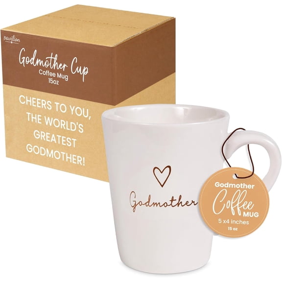 Pavilion - Godmother - 15 oz Stoneware Coffee Cup Mug With Gift Tag