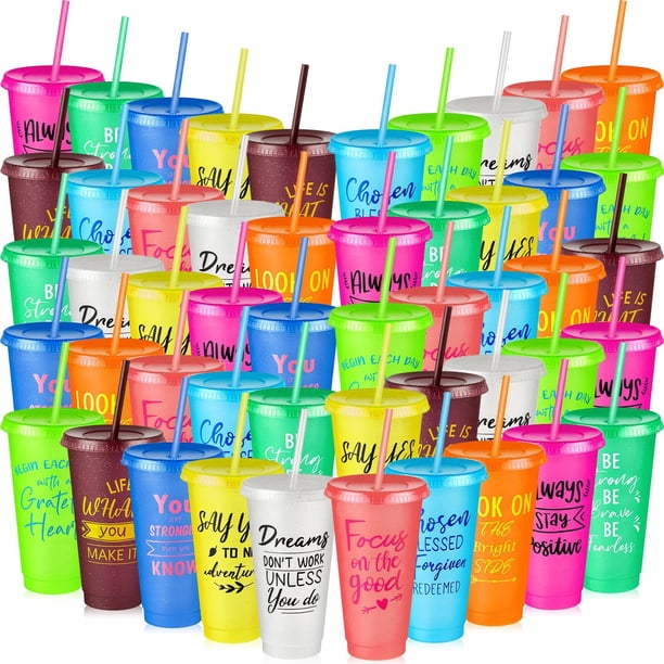 Vasos inspiradores de plástico Uiifan, 50 unidades, 24 oz, 17 x 11 x 6 cm