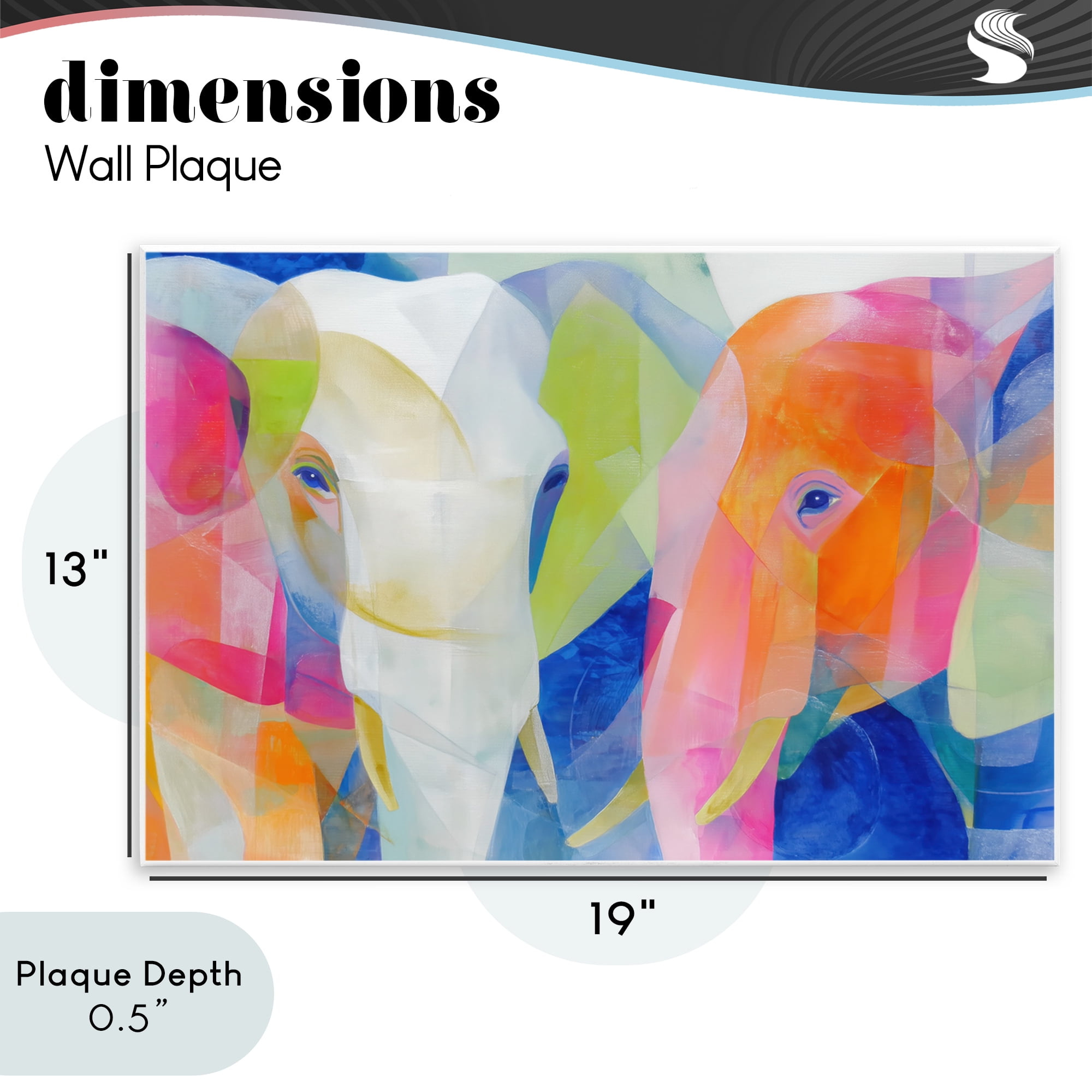 Stupell Industries Two Elephants Geometric Composition Wall Plaque Art, design by Chromatic Storm Studio