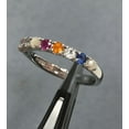 thumbnail image 2 of Rainbow Sapphire Band, Rainbow Gemstone Ring, Rainbow Half Eternity Ring, Multi-color Sapphire Rainbow Ombre Ring, Stacking Ring, 2 of 2