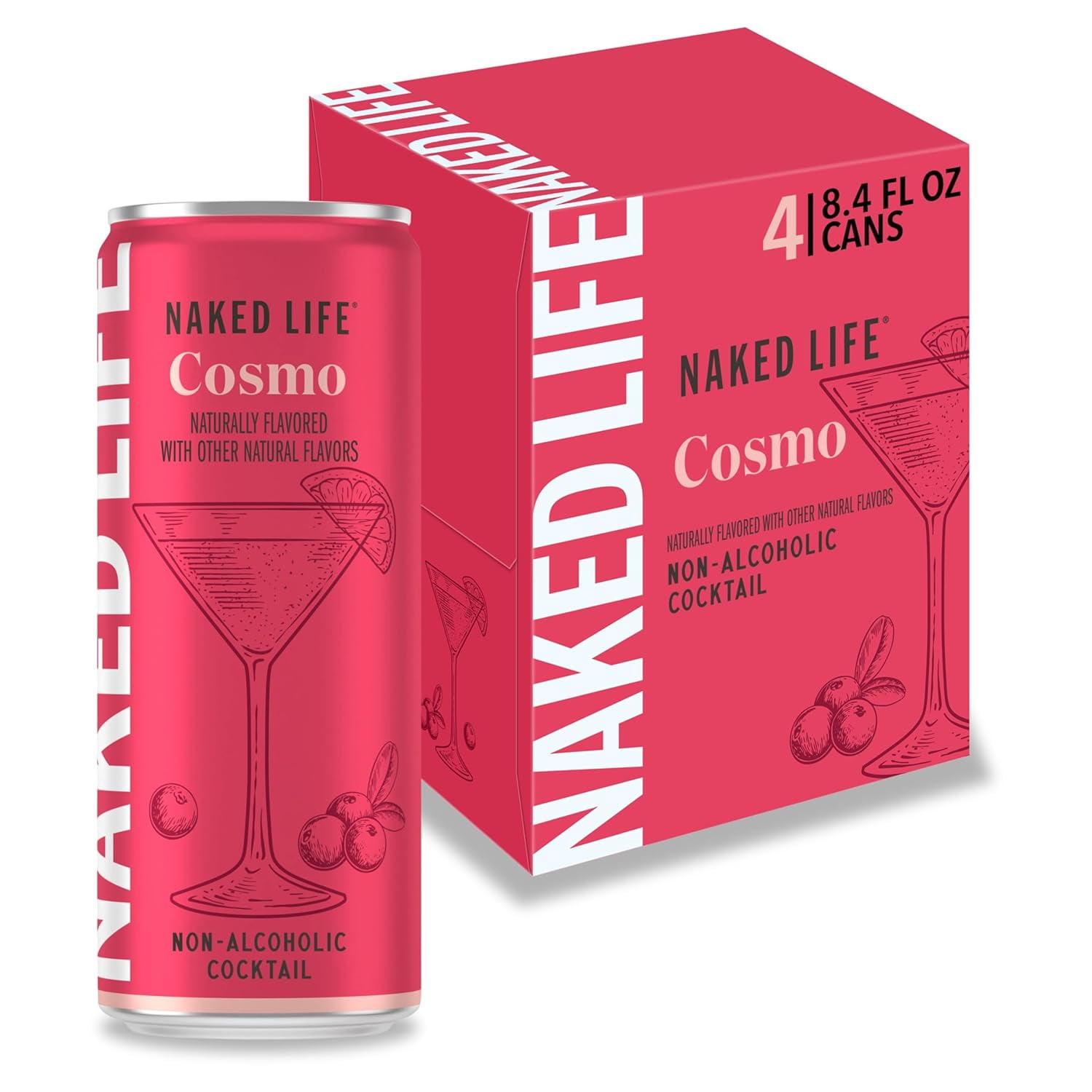 (Pack Of 6) Naked Life Non-Alcoholic Cocktail Cosmo 4 Pack 33.6 Fo