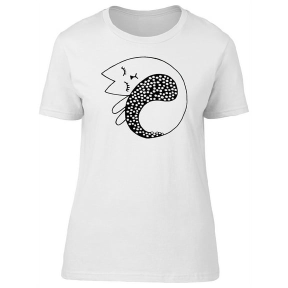 Cute Cat Doodle Curled Up T-Shirt Women -Image by Shutterstock, Female Medium