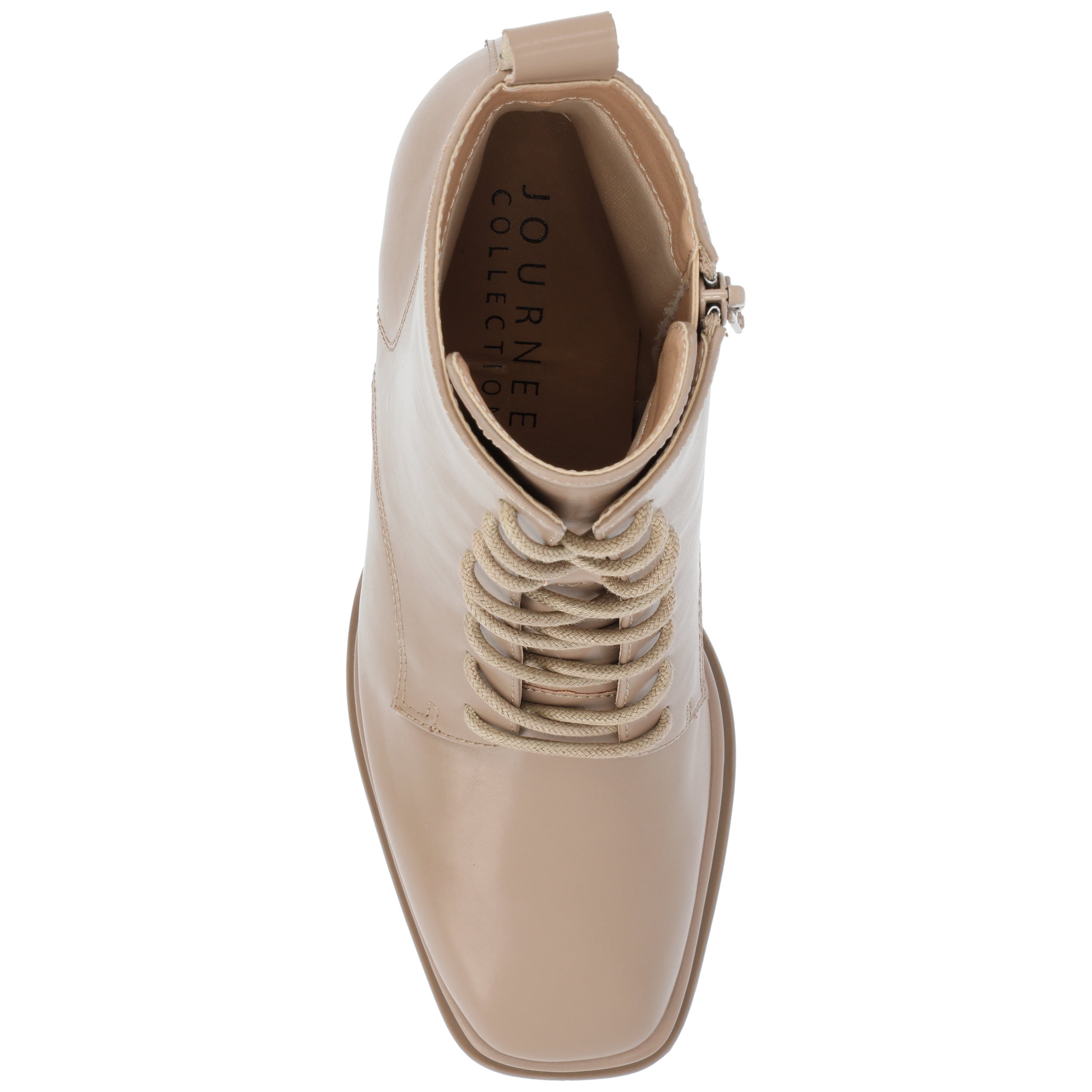 Journee Womens Kalindi Lace Up and Zip Entry Square Toe Booties, Widths Available