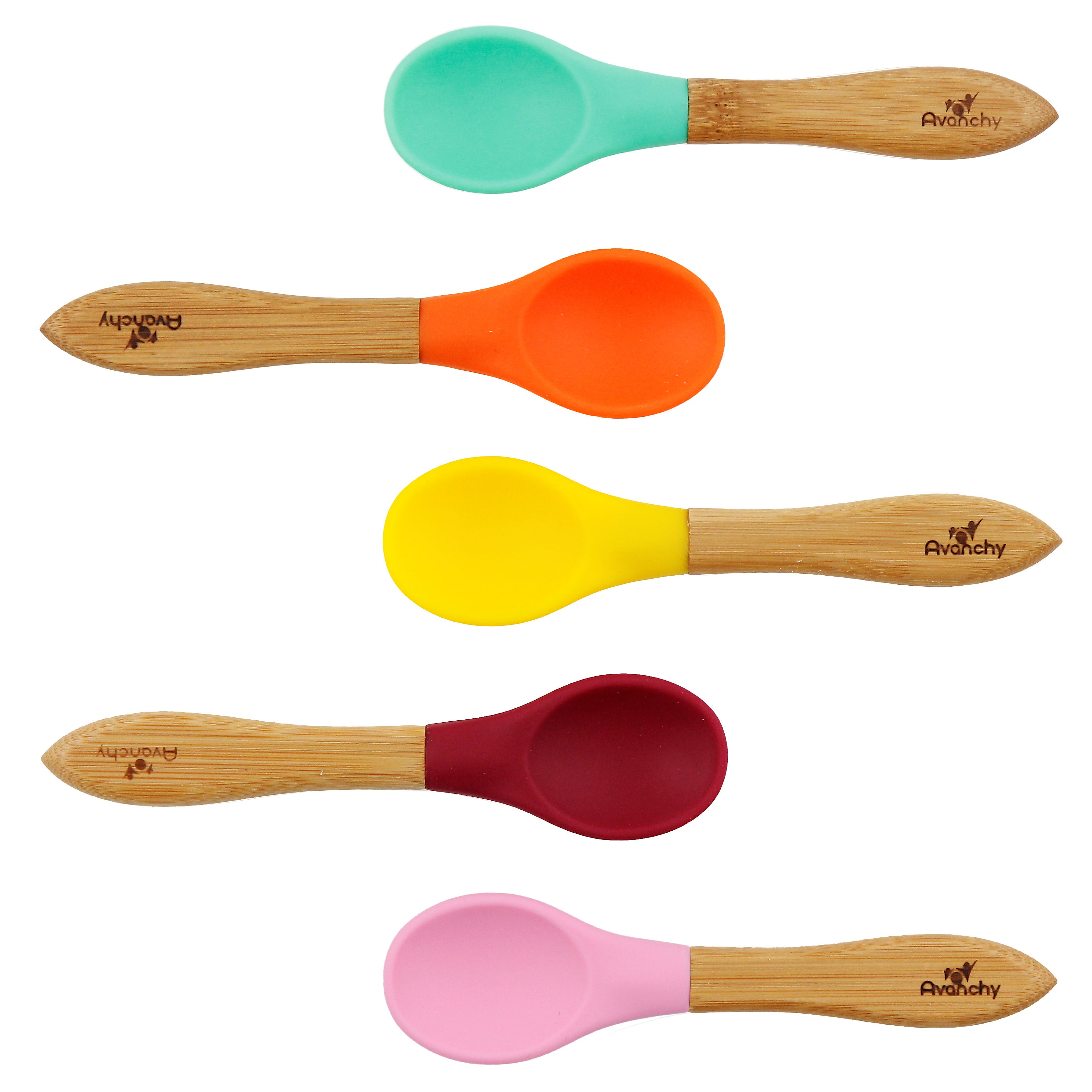 Avanchy Bamboo & Silicone Baby Spoon Assorted Pink