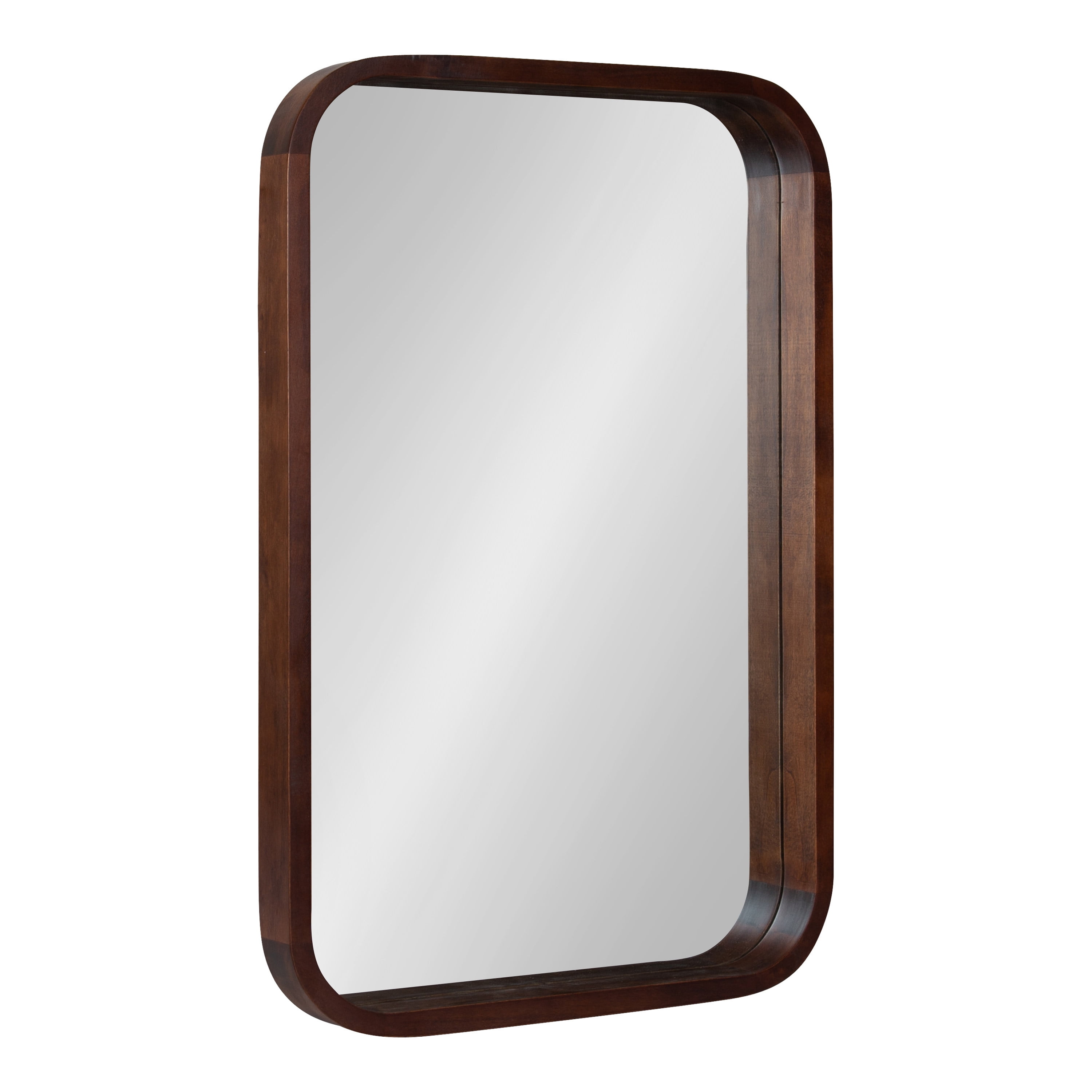 Hollow Modern Walnut Wall Mirror with Shelf and Hooks