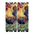 thumbnail image 2 of nqOlkjepod Outdoor Curtains for Patio Waterproof, Vintage Sunflower Rooster Outdoor Privacy Panels Grommet, Pastoral Watercolor Plaid Blackout Outside Curtains for Porch/Cabana 54"x108", 2 Panels, 2 of 8