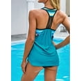 thumbnail image 3 of Womens Blouson Striped Printed Strappy T-Back Push up Tankini Top with Shorts, 3 of 6