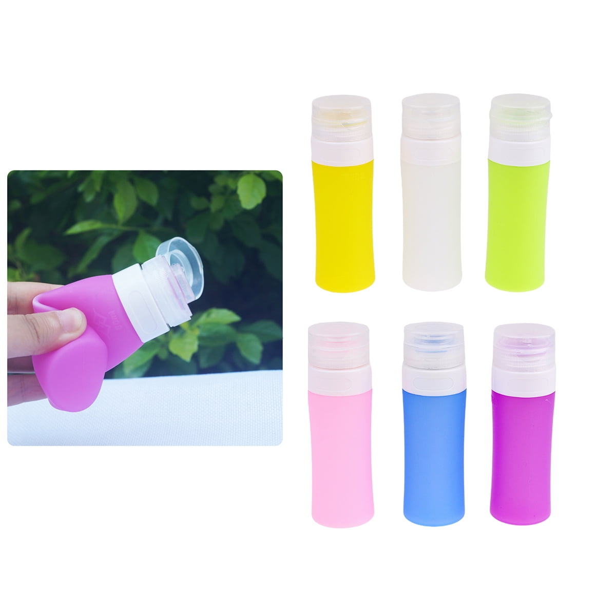 ELAYARD 6-Pack Silicone Makeup Sample Containers Travel Bottles Leakproof for Cosmetics